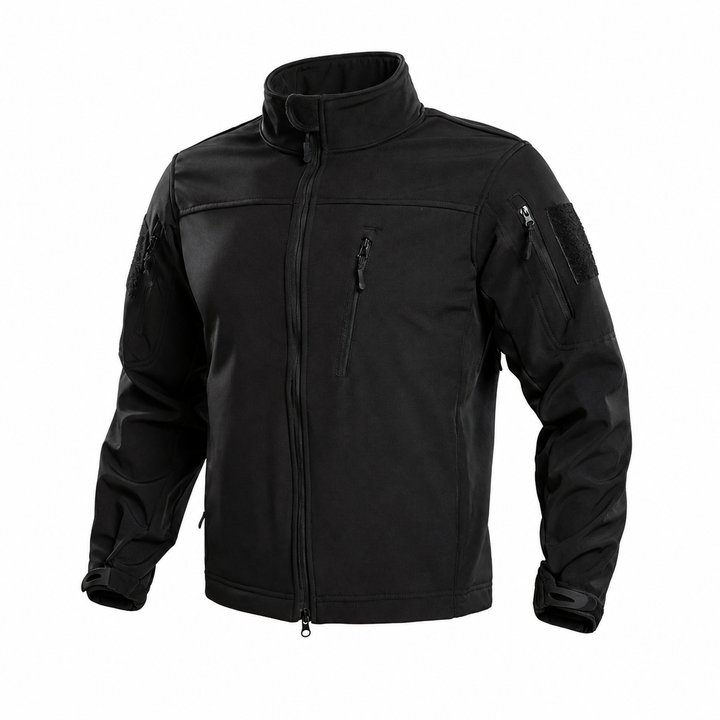 Men's fleece-lined tactical softshell jacket in Black