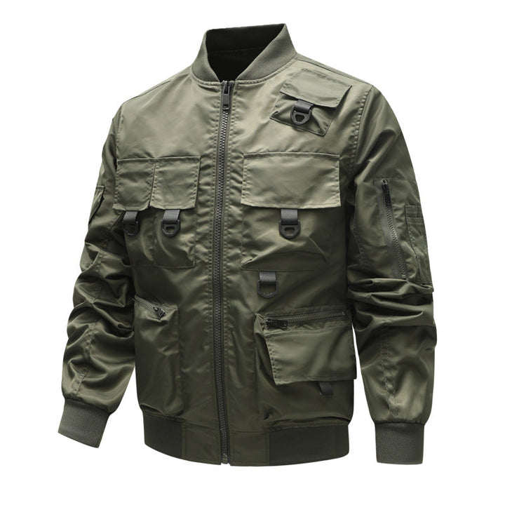 Men's Tactical Utility Bomber Jacket – Multi-Pocket Outdoor Work Coat