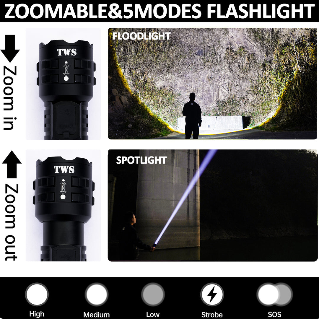 A06 White Spotlight Rechargeable Tactical LED Flashlight