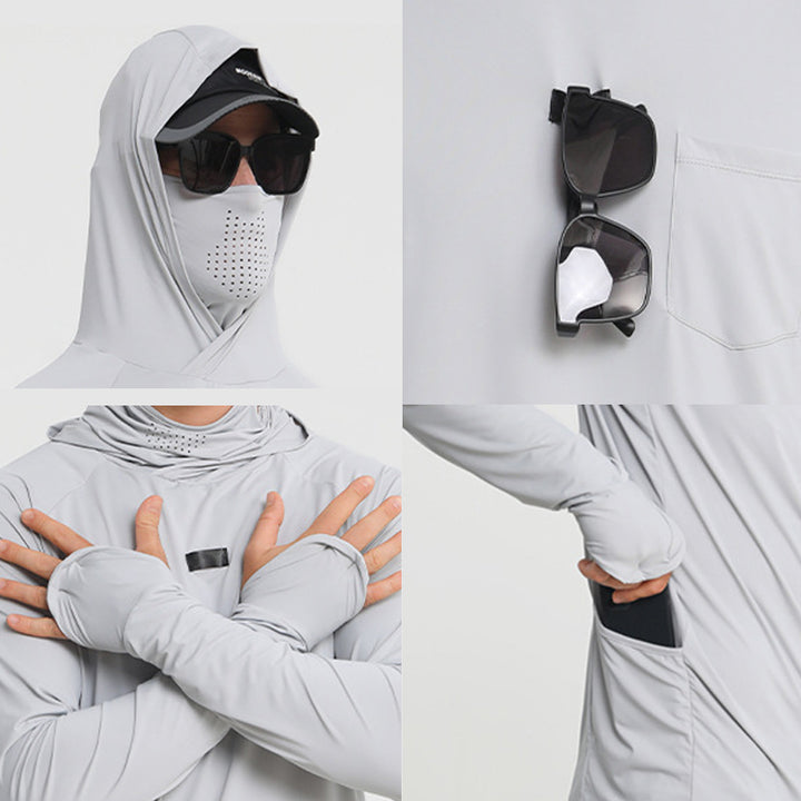 Men's Sun Protective Tactical Hoodie Quick Dry Fishing Shirt