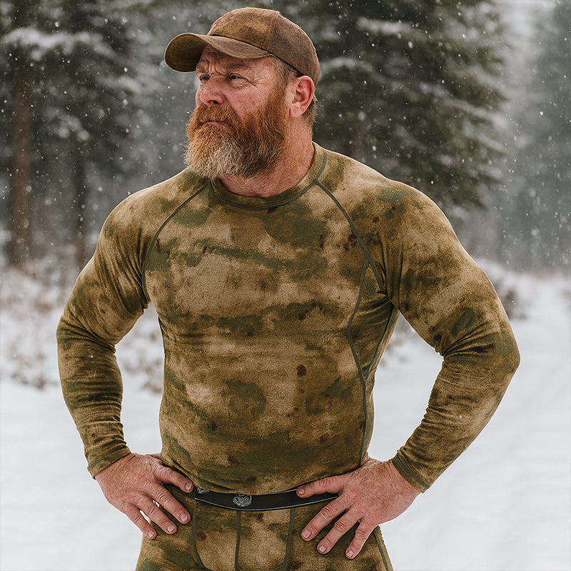 Men's Camouflage Thermal Underwear Tactical Sports Shapewear Set