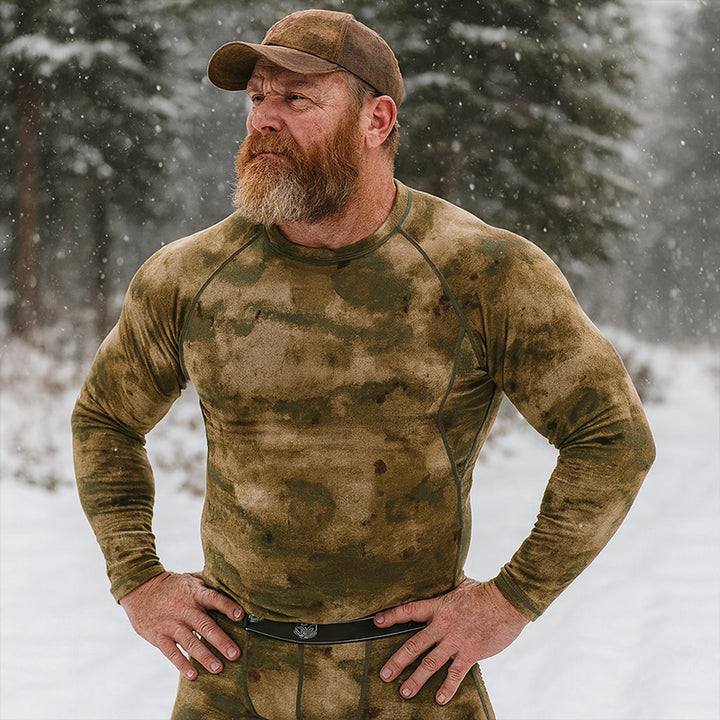 Men's Camouflage Thermal Underwear Tactical Sports Shapewear Set