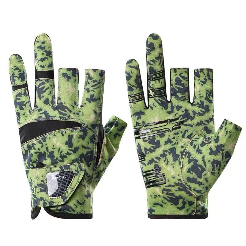Fingerless Fishing Gloves- 3-Cut Design, UPF 50+ Sun Protection, Non-Slip Palm for Outdoor Sports