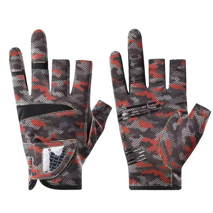 Fingerless Fishing Gloves- 3-Cut Design, UPF 50+ Sun Protection, Non-Slip Palm for Outdoor Sports
