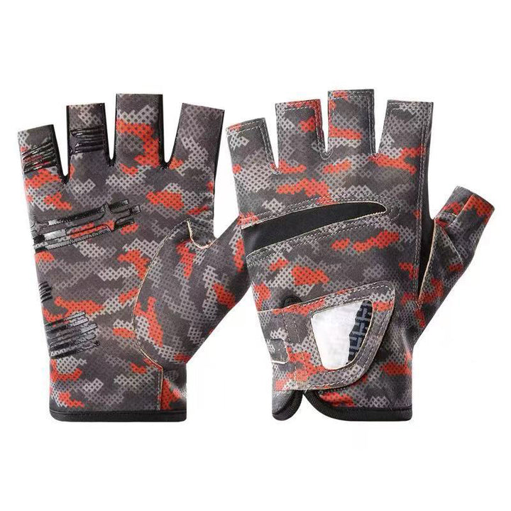 Fingerless Fishing Gloves- 3-Cut Design, UPF 50+ Sun Protection, Non-Slip Palm for Outdoor Sports