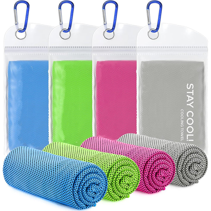 TWS 4 Pack Cooling Towel, Soft Breathable Chilly Microfiber Towel