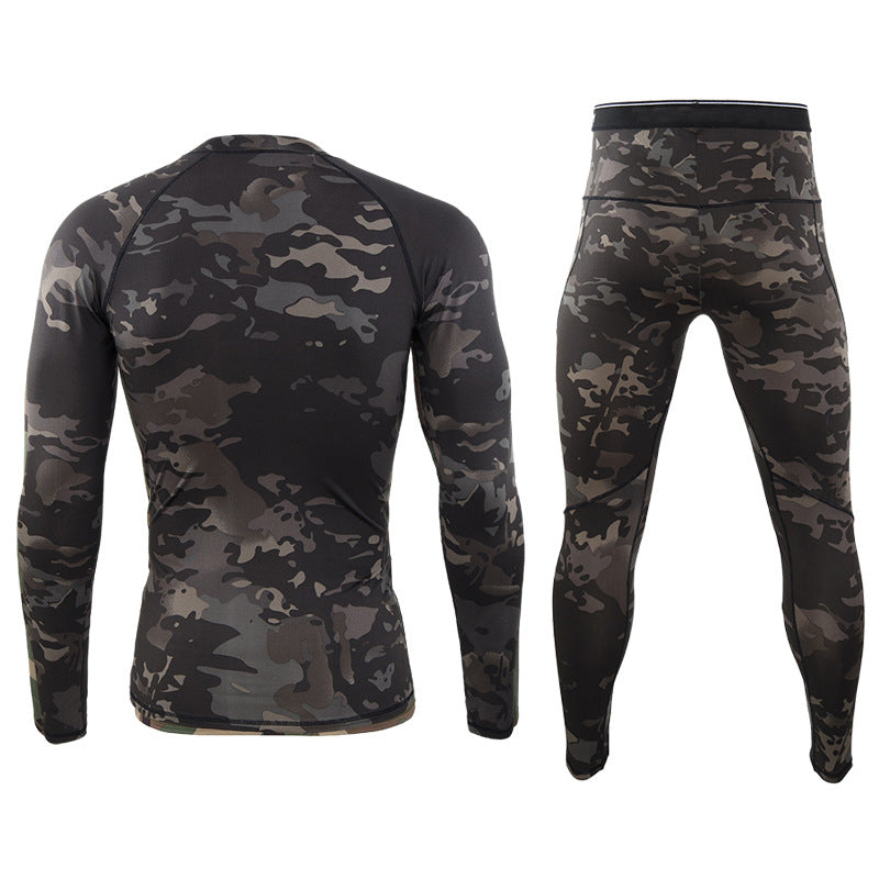 Men's Camouflage Thermal Underwear Tactical Sports Shapewear Set