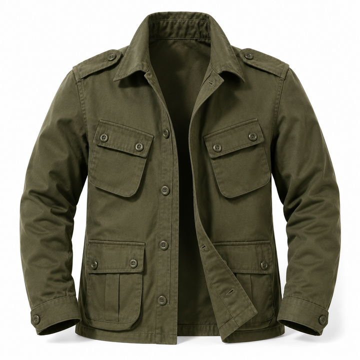 Men's Vintage Military-Inspired Utility Jacket – Lightweight Outdoor Work Jacket