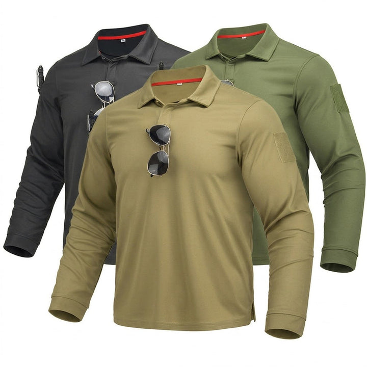 3PACK Men’s Quick-Dry Long Sleeve Polo Shirt