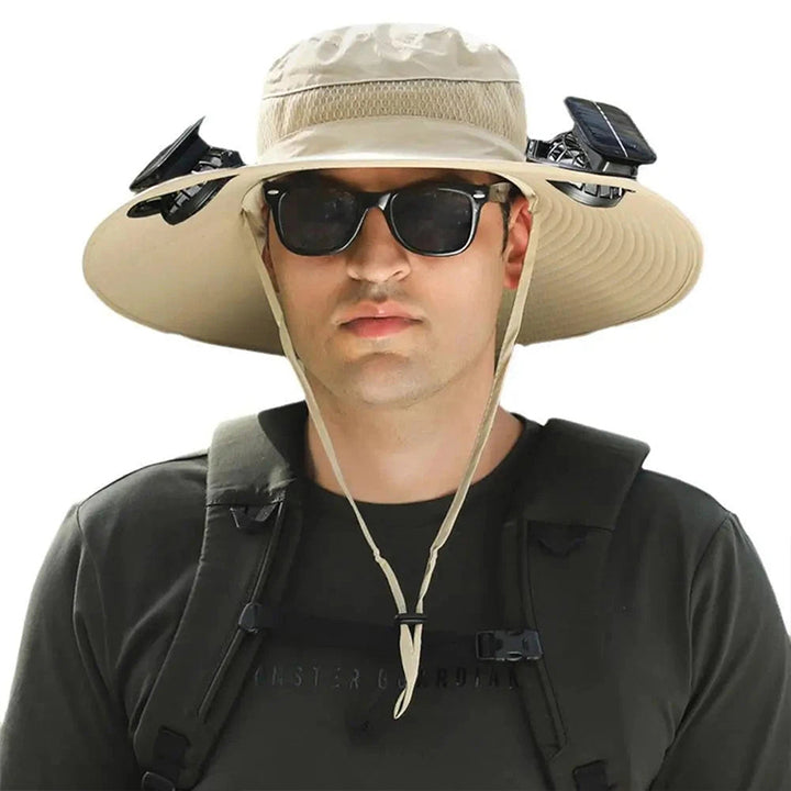 Wide Brim Sun Hat with Solar Fans – Outdoor Work, Fishing & Gardening Hat
