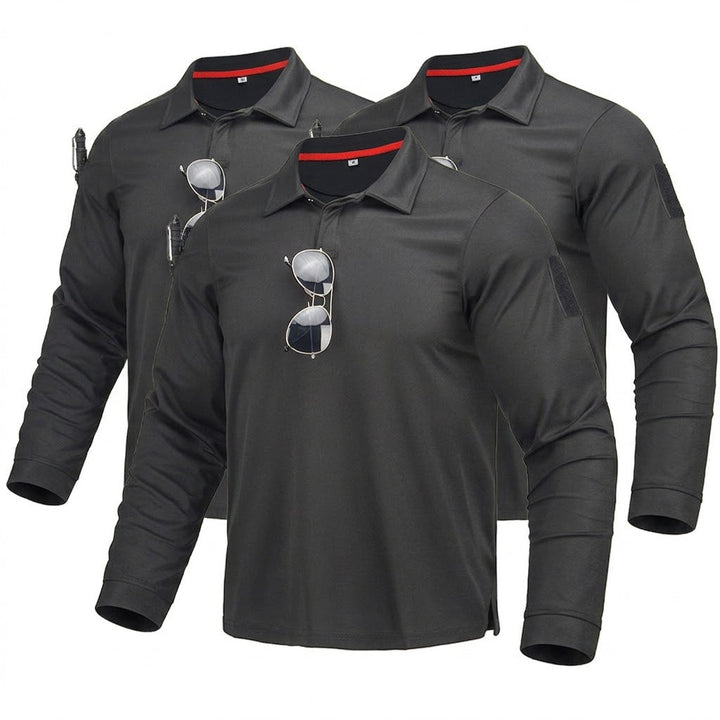 3PACK Men’s Quick-Dry Long Sleeve Polo Shirt