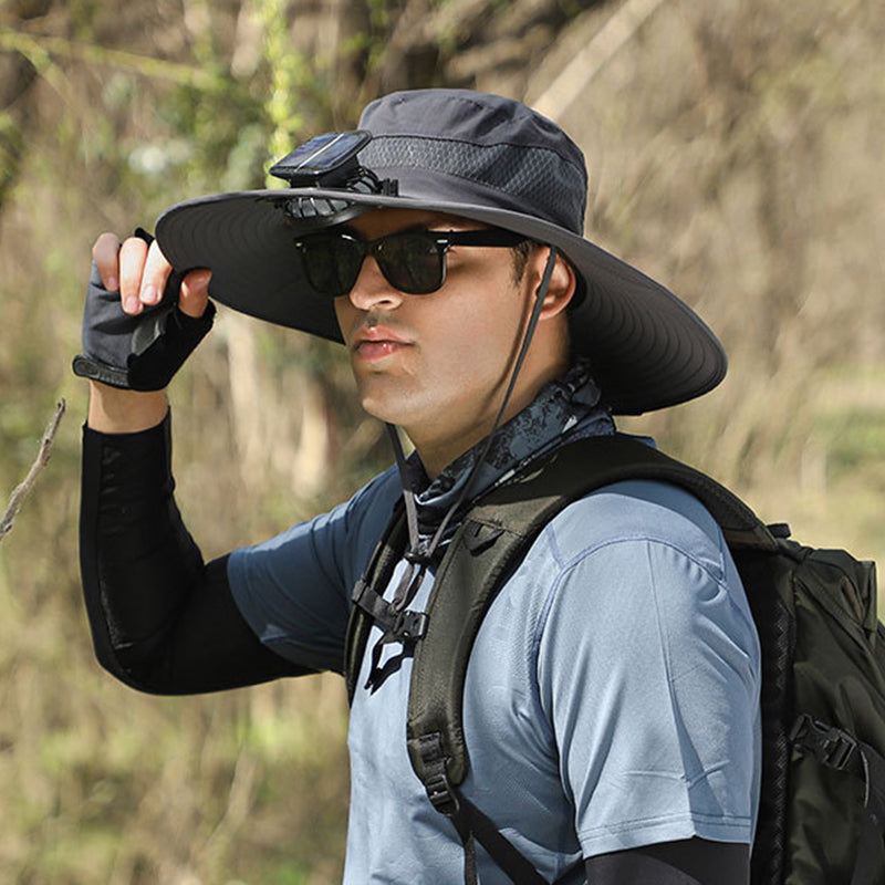 Wide Brim Sun Hat with Solar Fans – Outdoor Work, Fishing & Gardening Hat