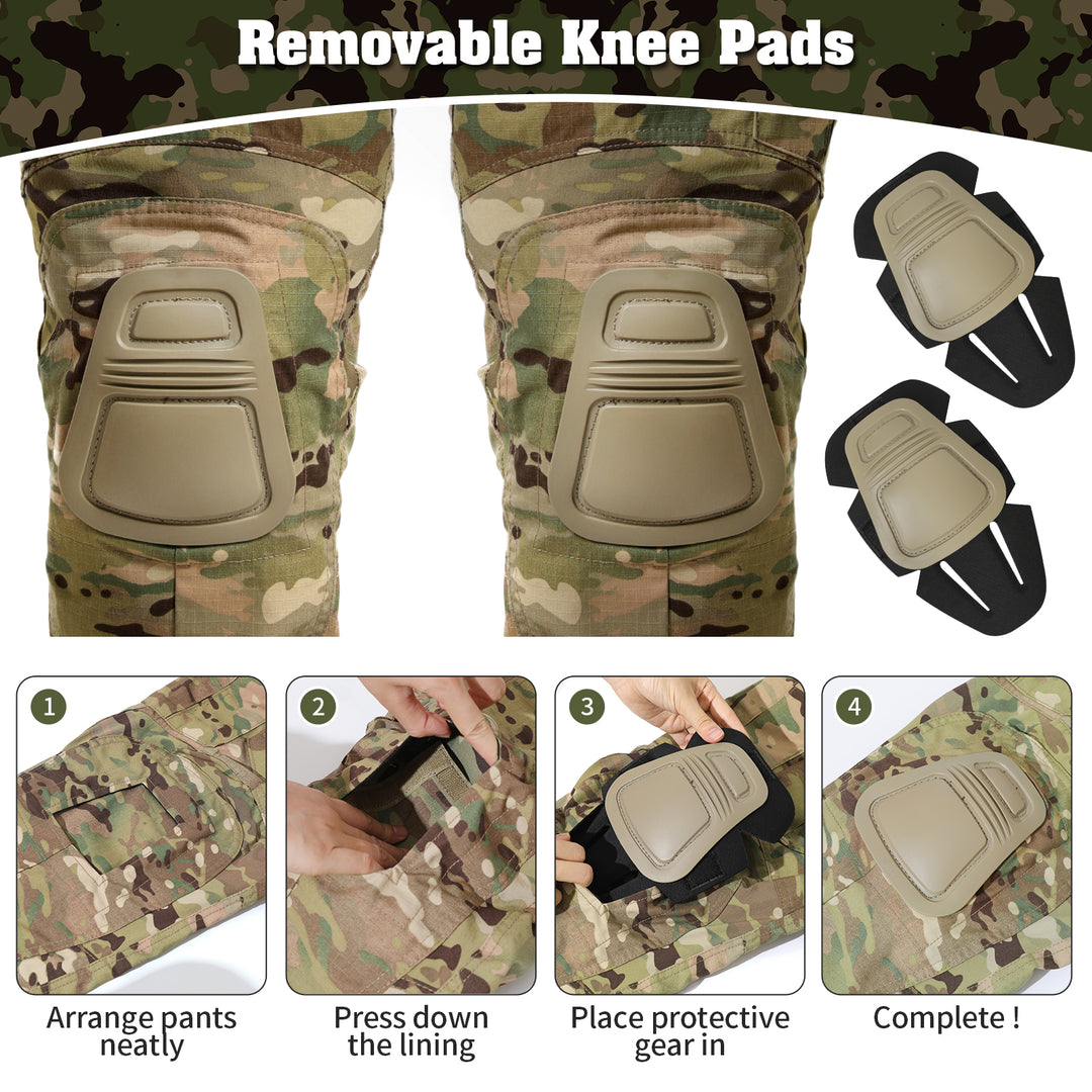 G3 Pro Combat Pants with Knee Pads Rip-Stop Tactical Pants Camouflage