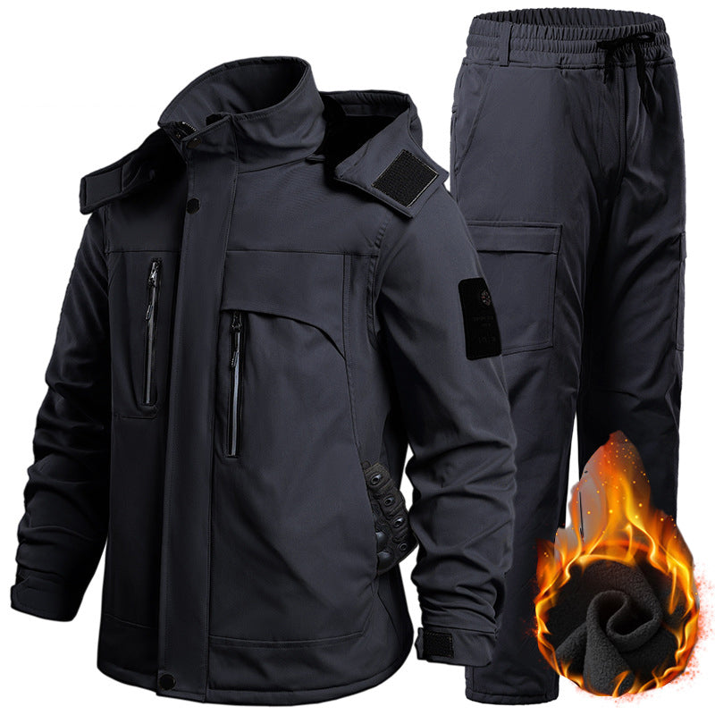 Men's Softshell Fleece-Lined Clothing Suit Waterproof Tactical Uniform
