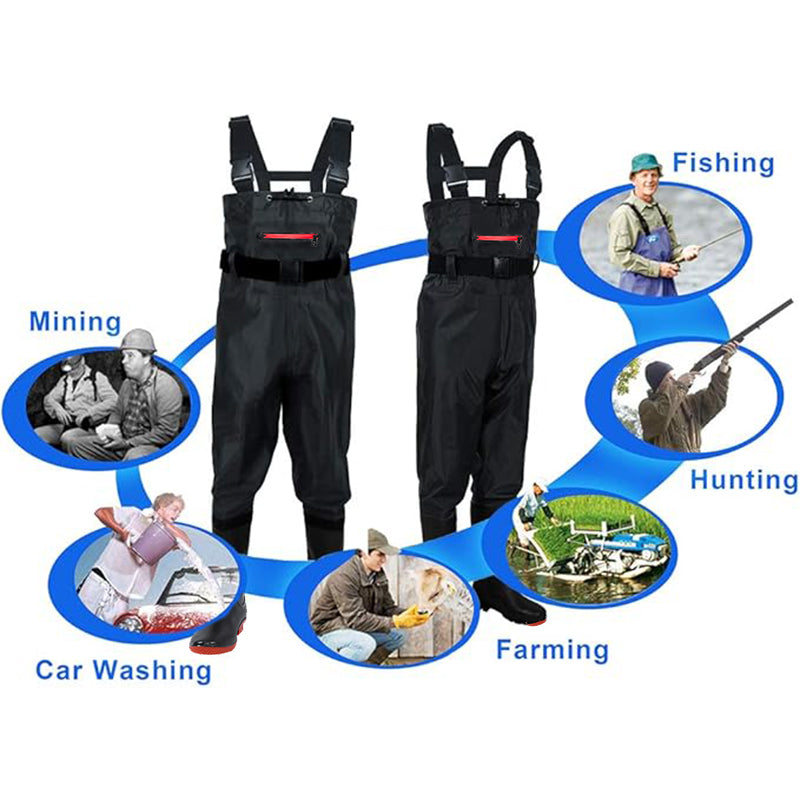 TWS Chest Waders with Boots – Waterproof Fishing & Hunting Waders for Men & Women, Durable 2-Ply Nylon/PVC Chest Waders for Outdoor Use