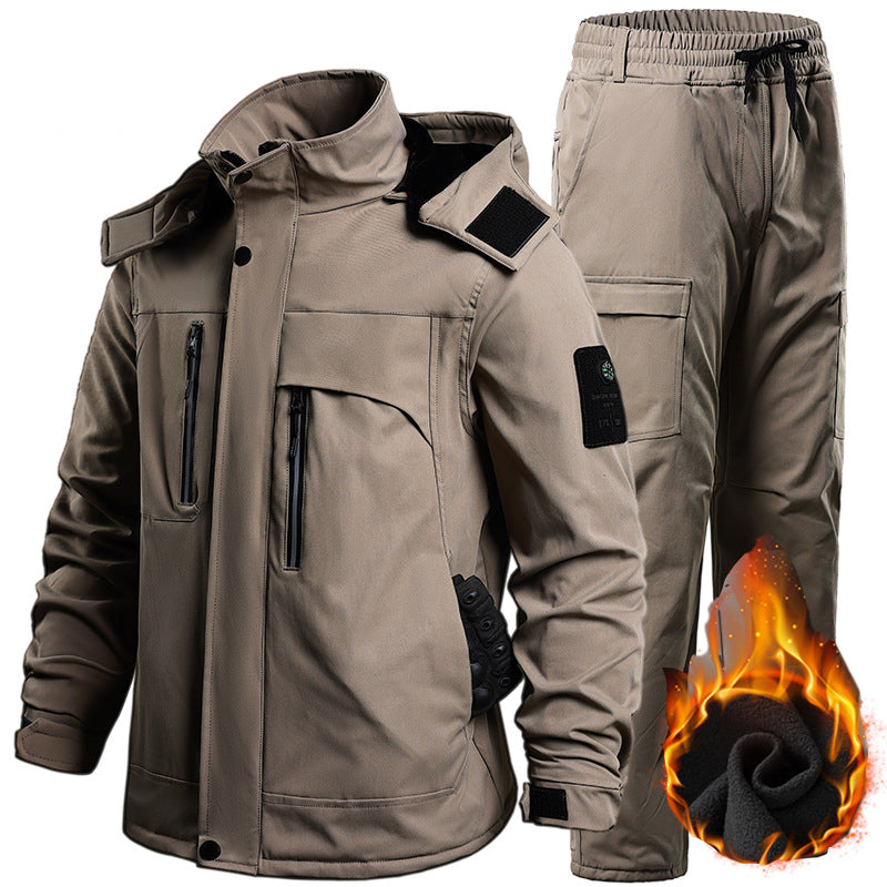 Men's Softshell Fleece-Lined Clothing Suit Waterproof Tactical Uniform