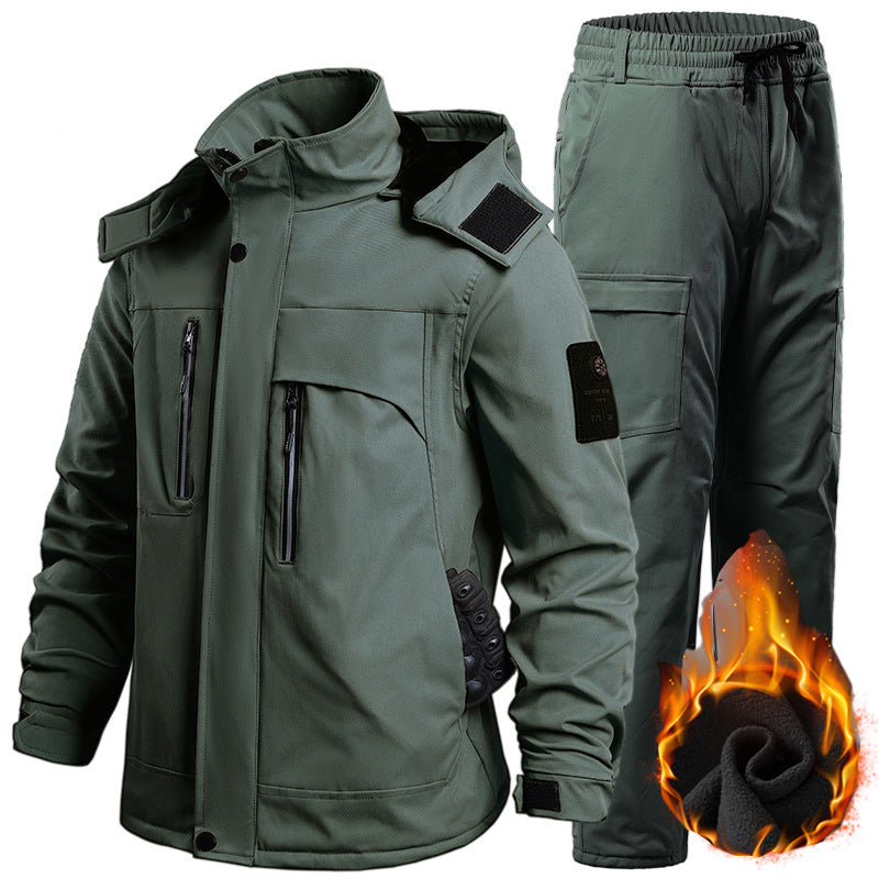 Men's Softshell Fleece-Lined Clothing Suit Waterproof Tactical Uniform