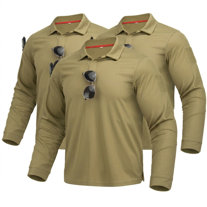3PACK Men’s Quick-Dry Long Sleeve Polo Shirt