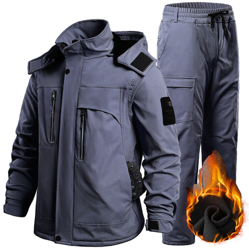 Men's Softshell Fleece-Lined Clothing Suit Waterproof Tactical Uniform