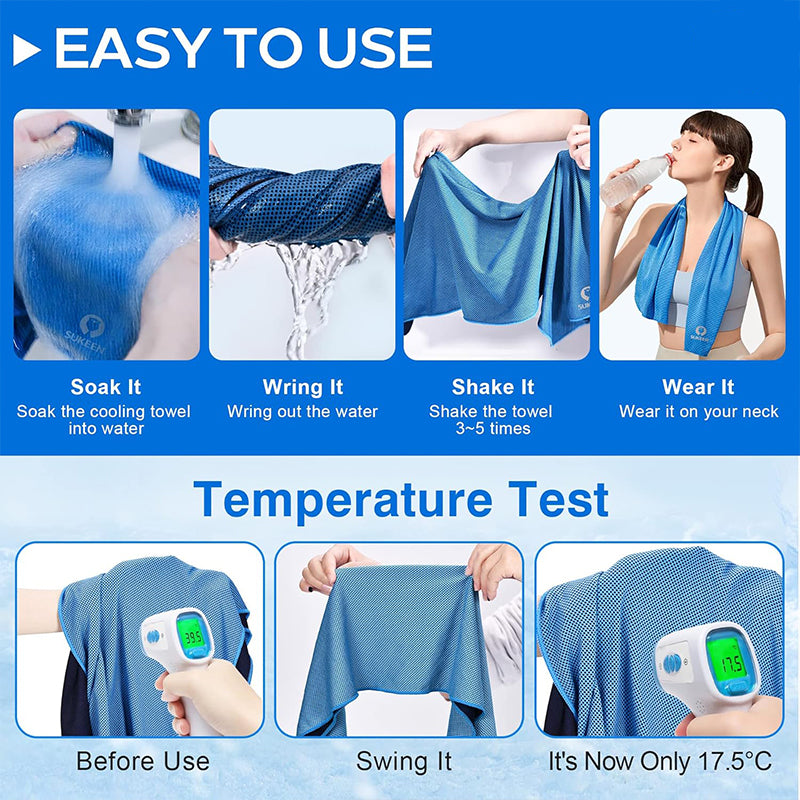 TWS 4 Pack Cooling Towel, Soft Breathable Chilly Microfiber Towel