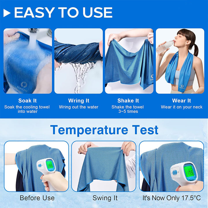 TWS 4 Pack Cooling Towel, Soft Breathable Chilly Microfiber Towel