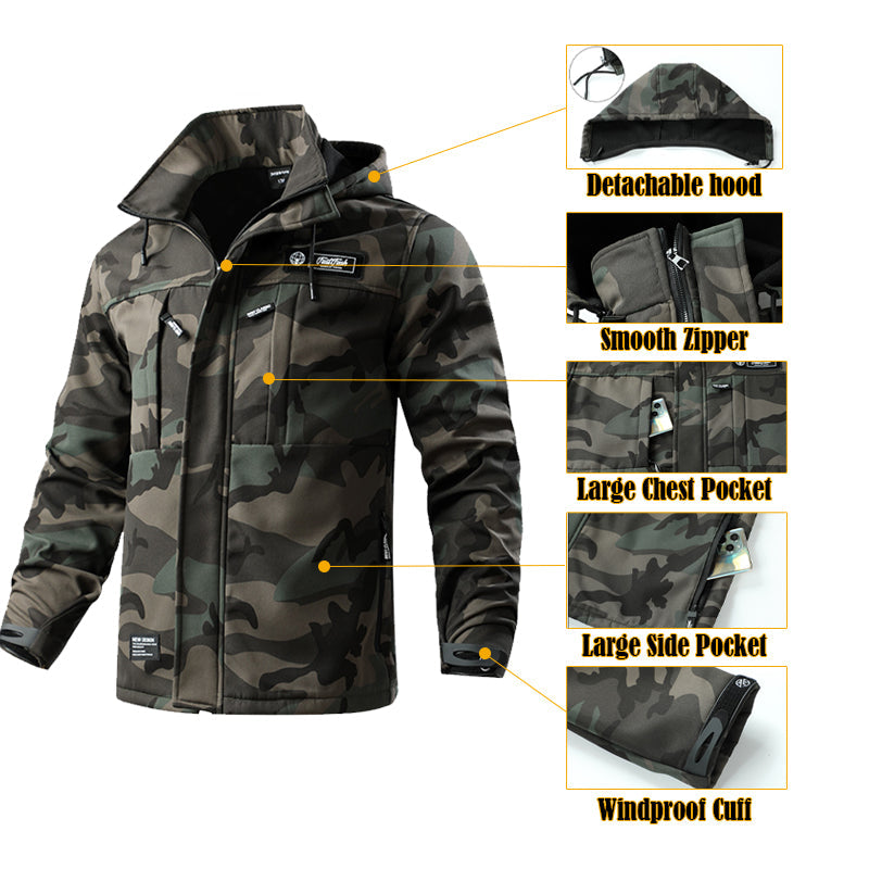 Men's Softshell Fleece-Lined Clothing Suit Waterproof Tactical Uniform