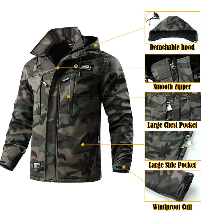 Men's Softshell Fleece-Lined Clothing Suit Waterproof Tactical Uniform