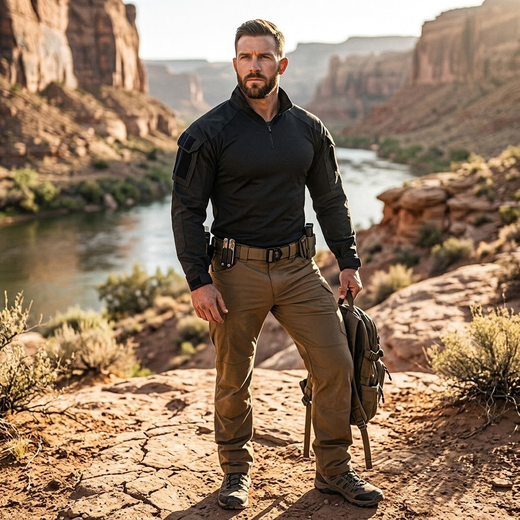 Men's Tactical Combat Shirt – Quarter Zip Training Shirt with Sleeve Pocket