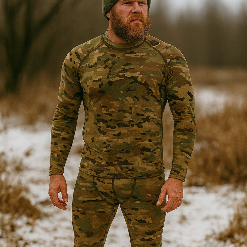 Men's Camouflage Thermal Underwear Tactical Sports Shapewear Set