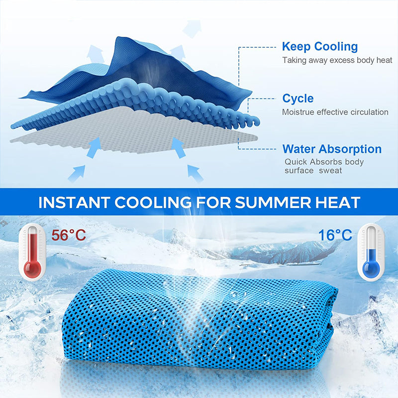 TWS 4 Pack Cooling Towel, Soft Breathable Chilly Microfiber Towel