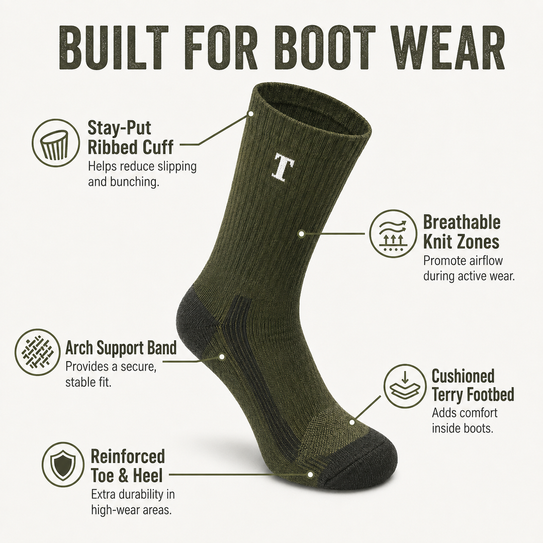 TWS Merino-Blend Cushioned Hiking & Work Socks