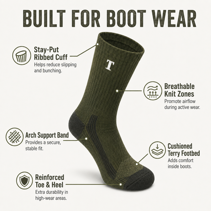 TWS Merino-Blend Cushioned Hiking & Work Socks