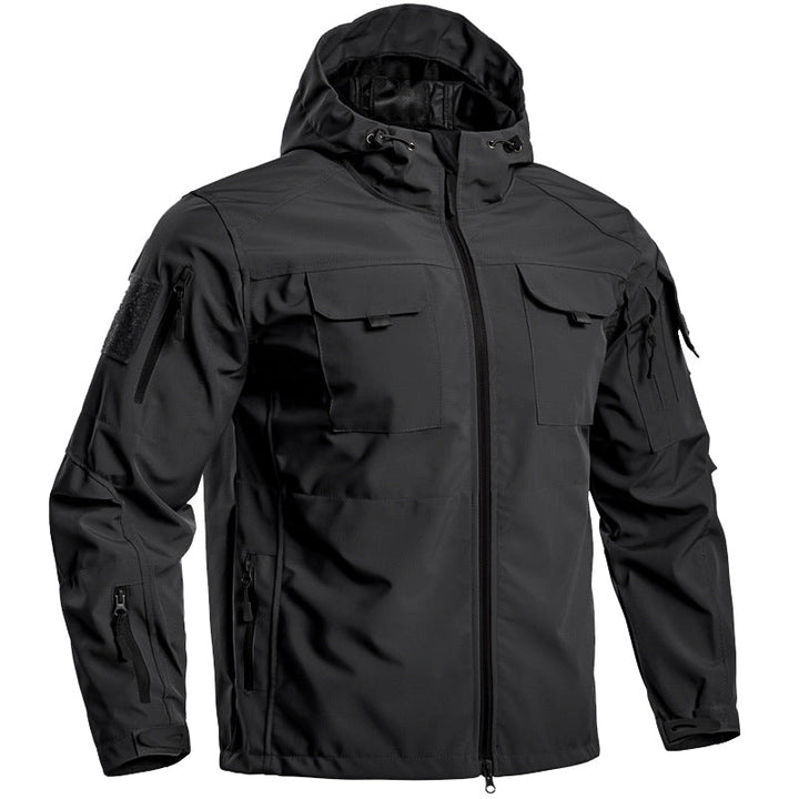 Men’s Lightweight Hooded Tactical Jacket – Multi-Pocket Outdoor Windbreaker