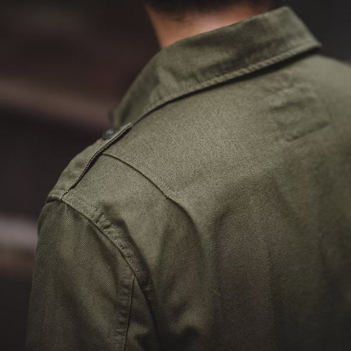 Men's Vintage Military-Inspired Utility Jacket – Lightweight Outdoor Work Jacket