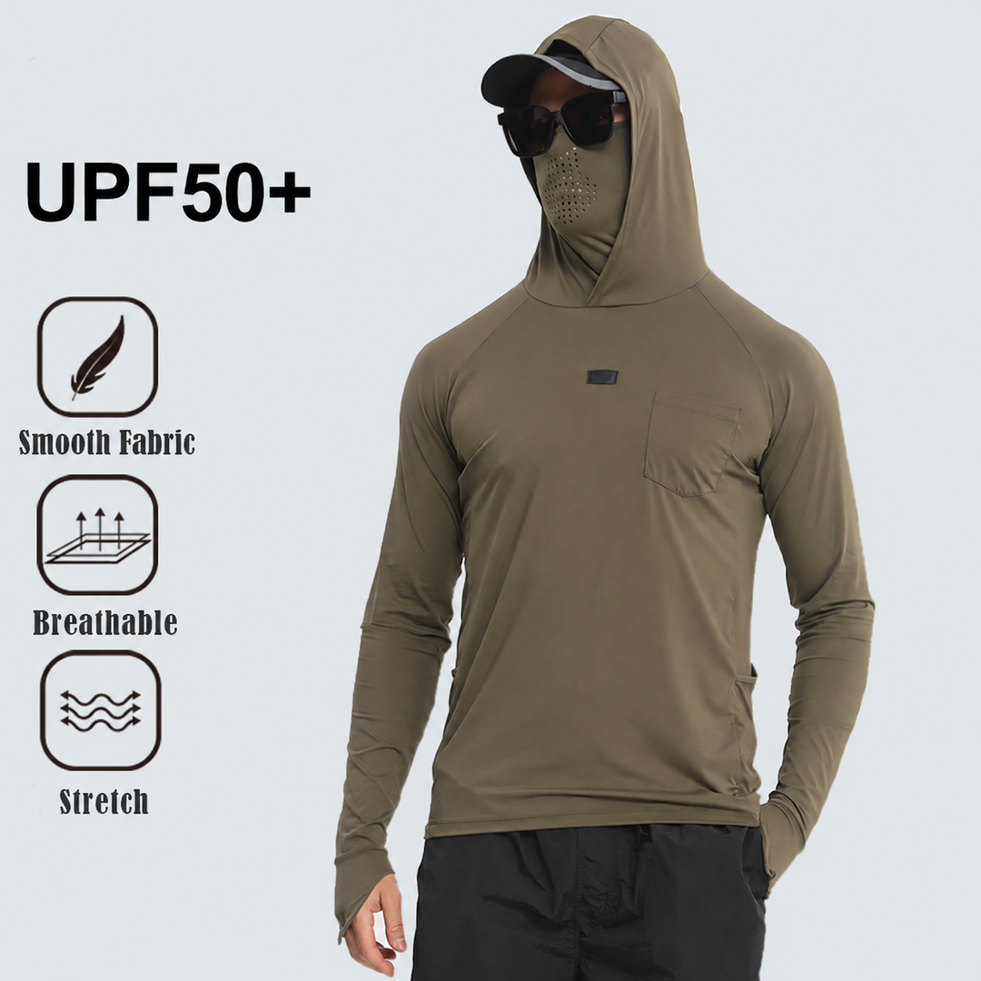 Fishing sun hoodie with smooth, breathable stretch fabric