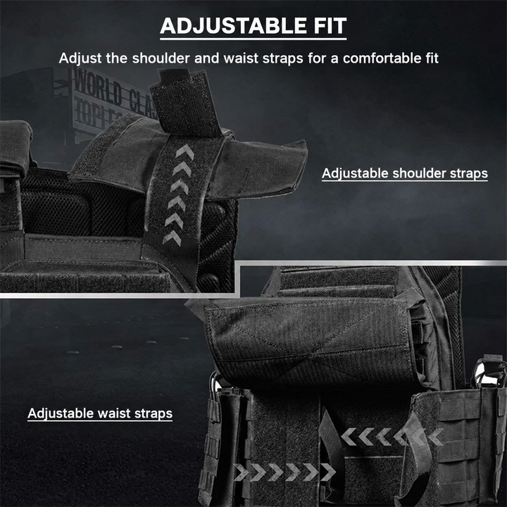 Tactical vest shoulder and waist strap adjustments