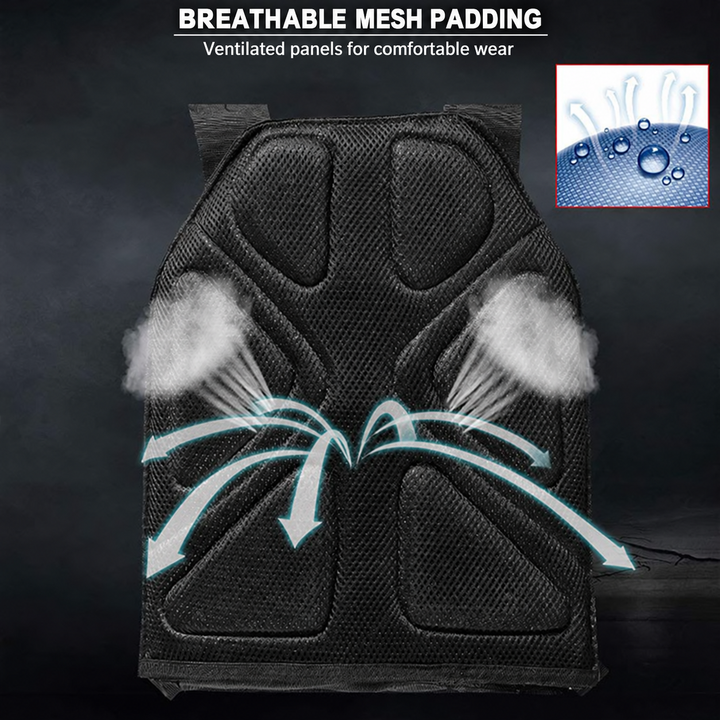 Ventilated mesh padding on the tactical vest