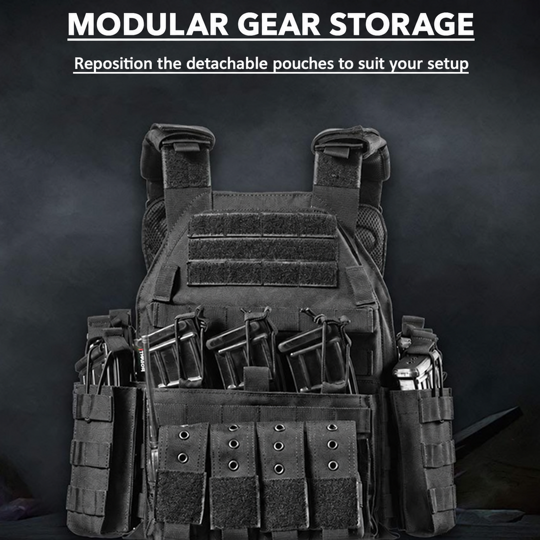 Modular tactical vest with repositionable storage pouches