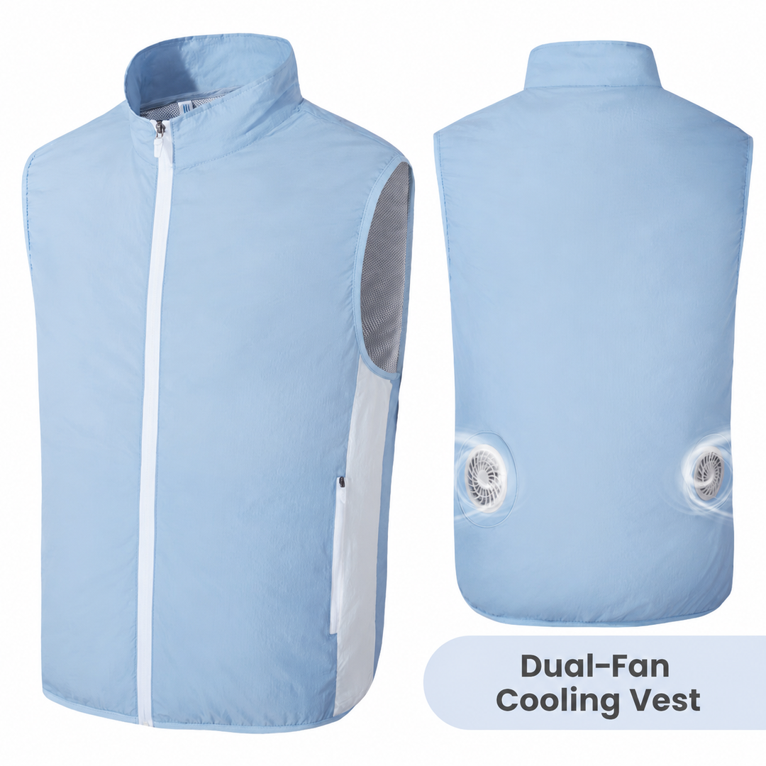 Front and back of a dual-fan cooling vest.