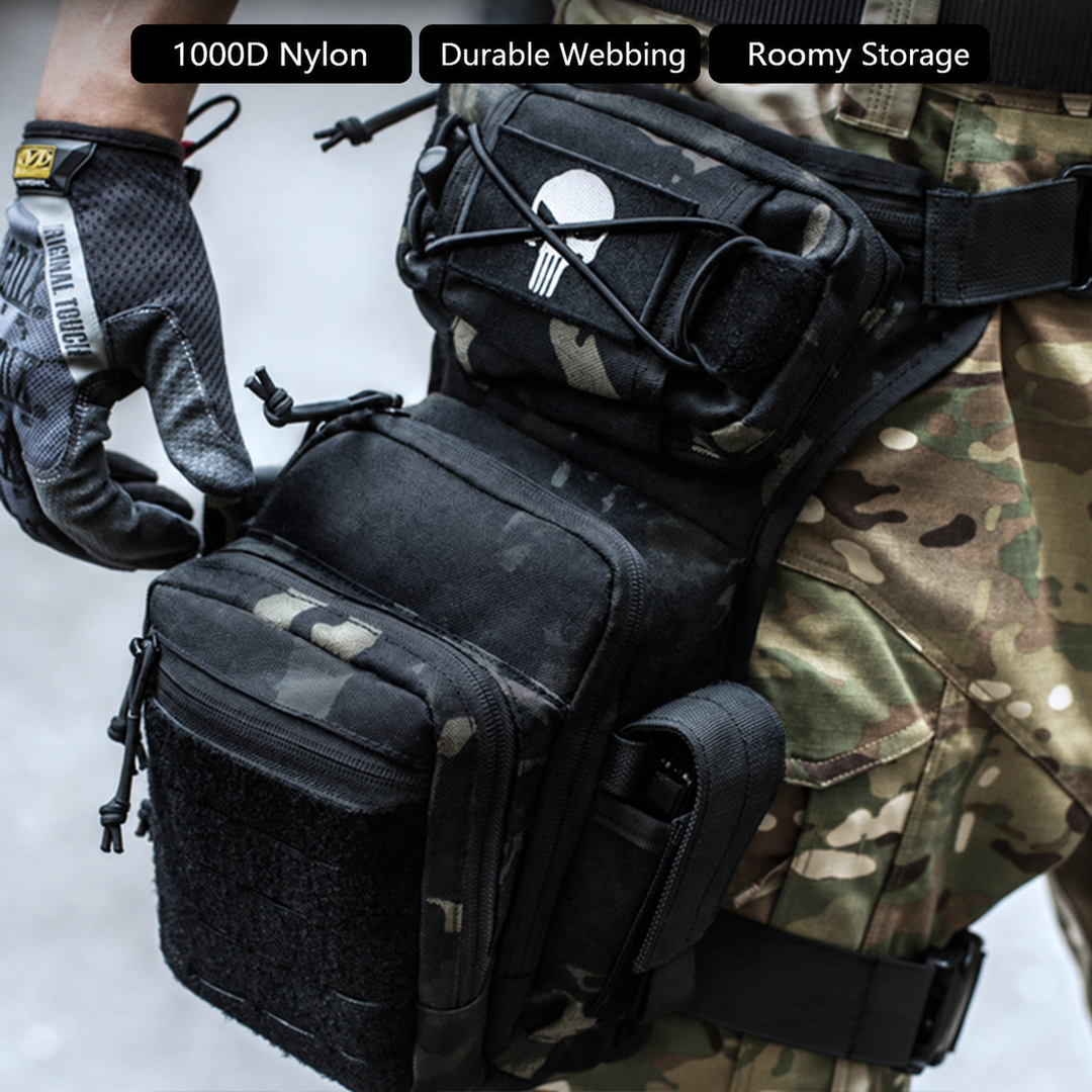 Drop leg bag with durable webbing and roomy storage