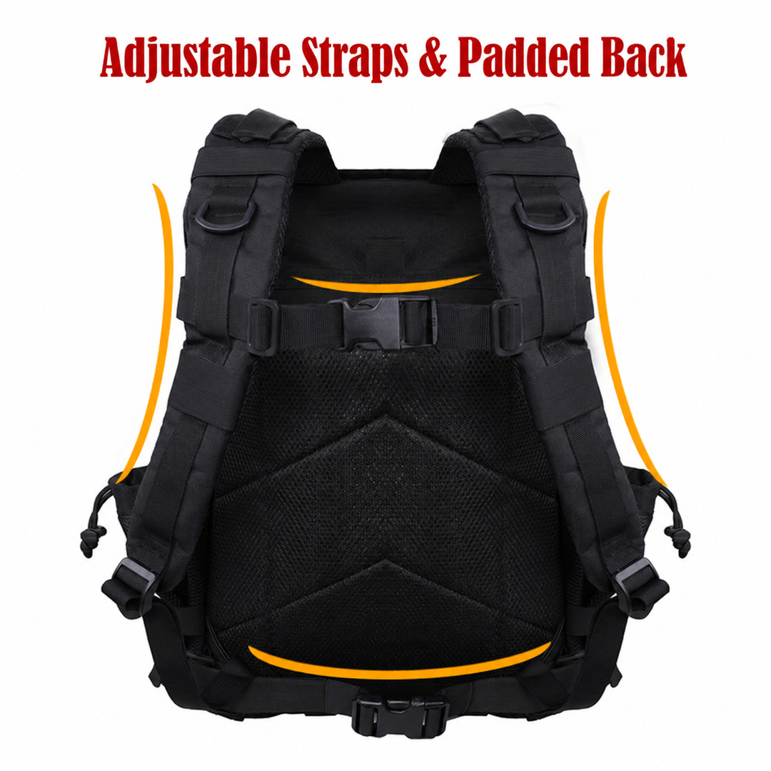 Elite Pro backpack adjustable straps and padded back panel.