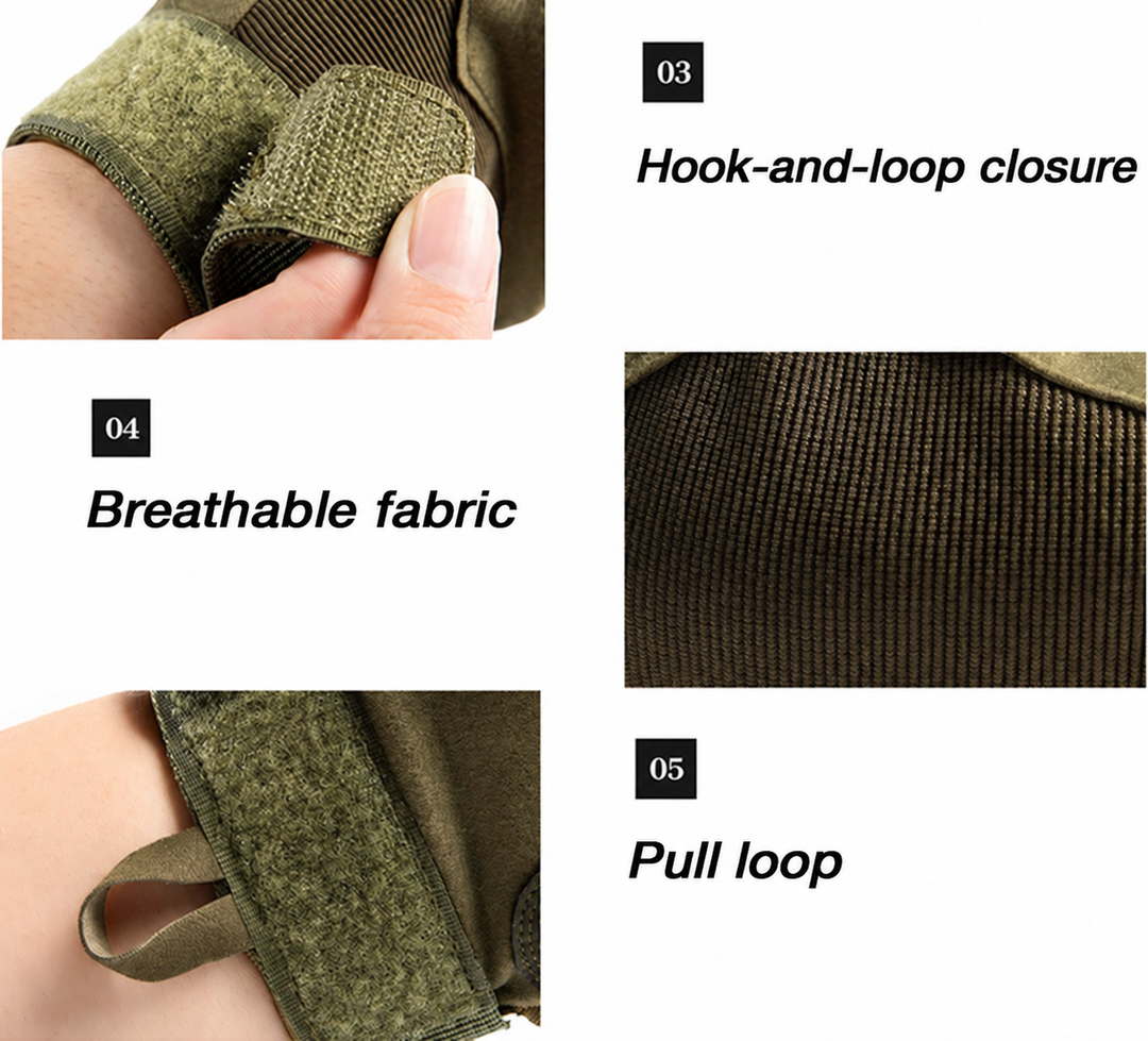 Glove wrist closure, breathable fabric and pull loop.