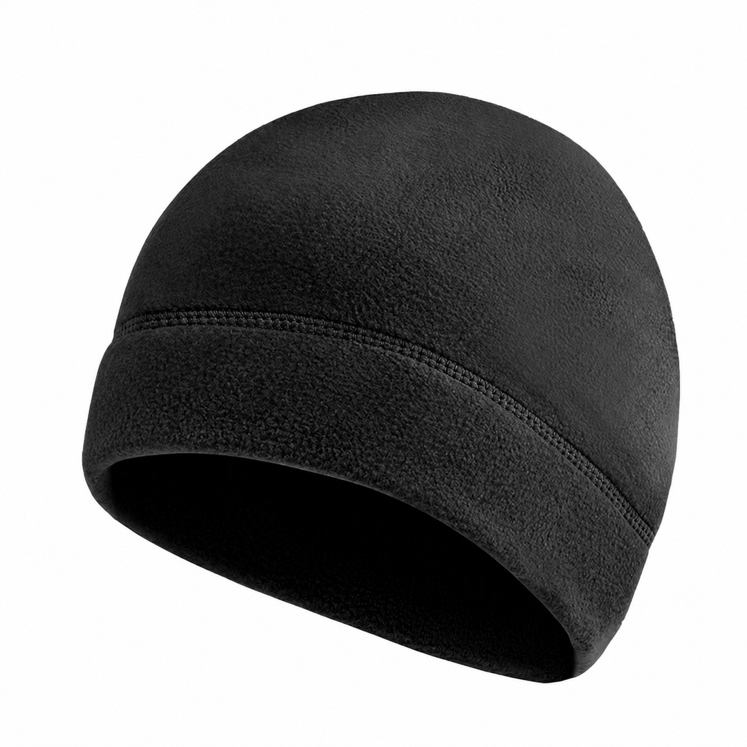 Fleece toque and neck warmer black hat without a flag patch