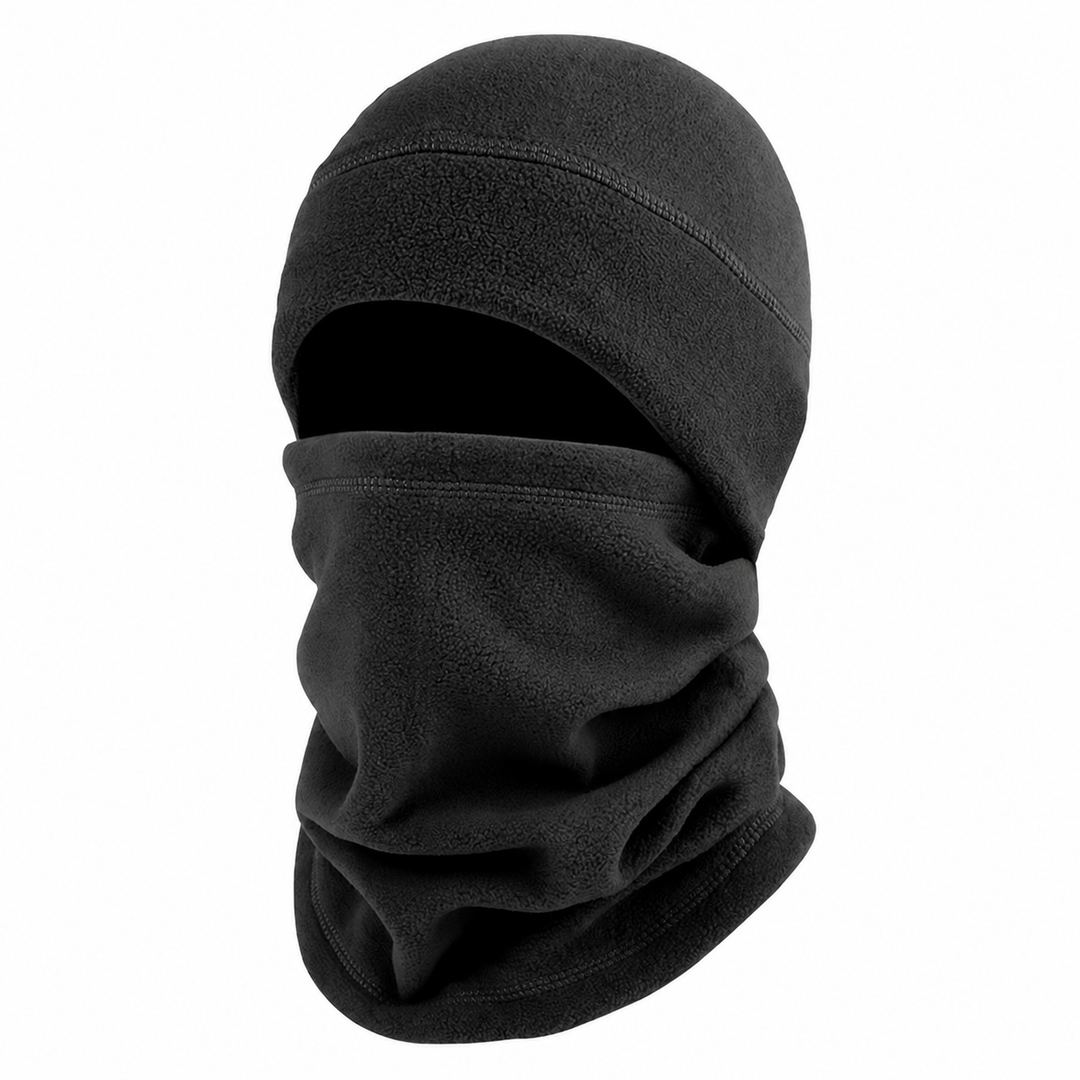 Black fleece toque and neck warmer set without a flag patch