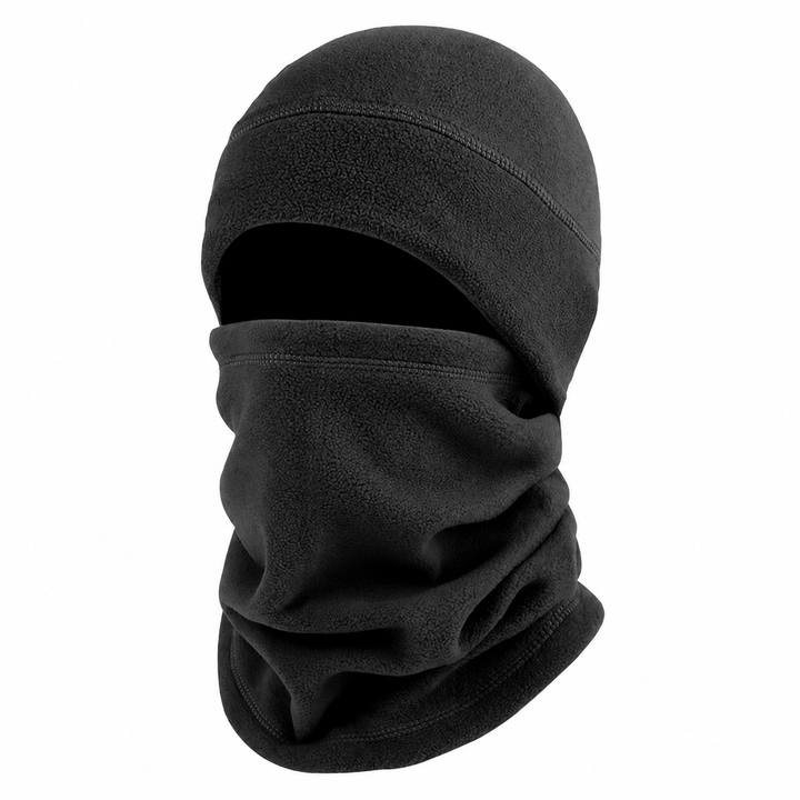 Black fleece toque and neck warmer set without a flag patch