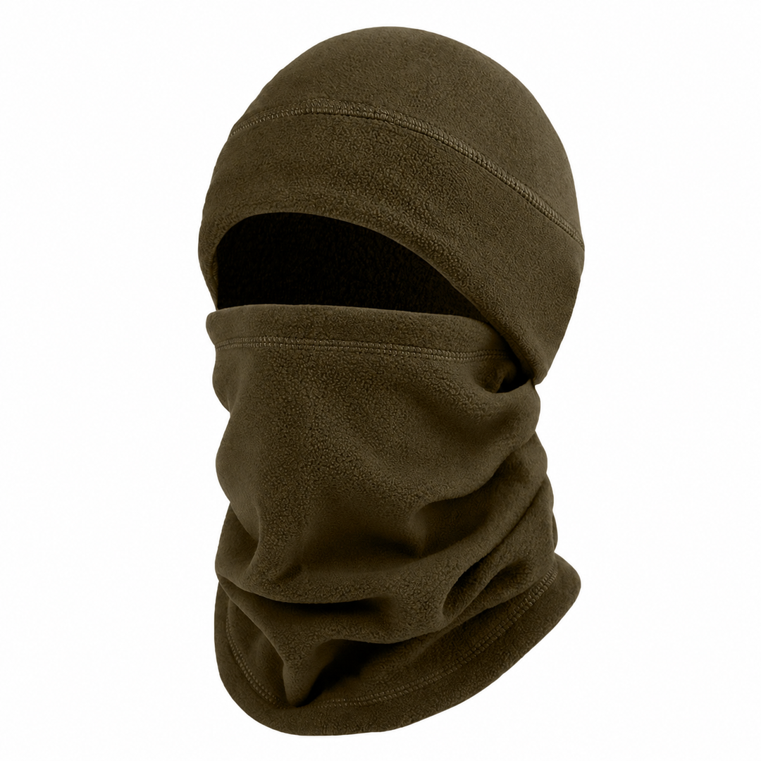 Fleece toque and neck warmer olive set without a flag patch