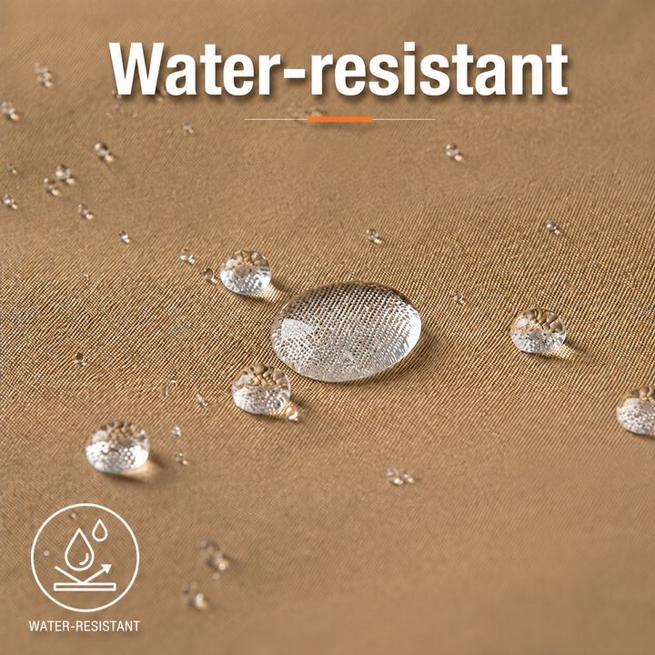 Water-resistant fabric with beaded water droplets