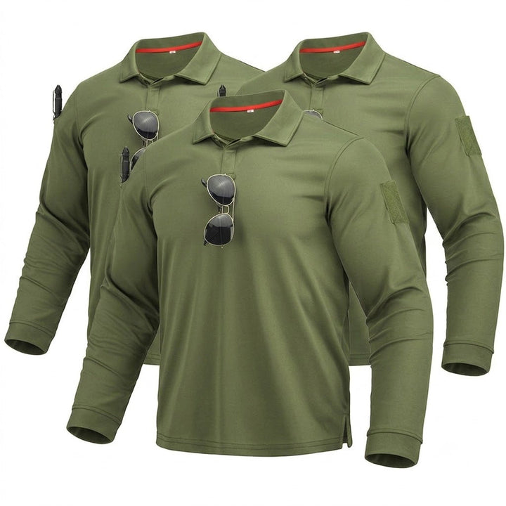 3PACK Men’s Quick-Dry Long Sleeve Polo Shirt