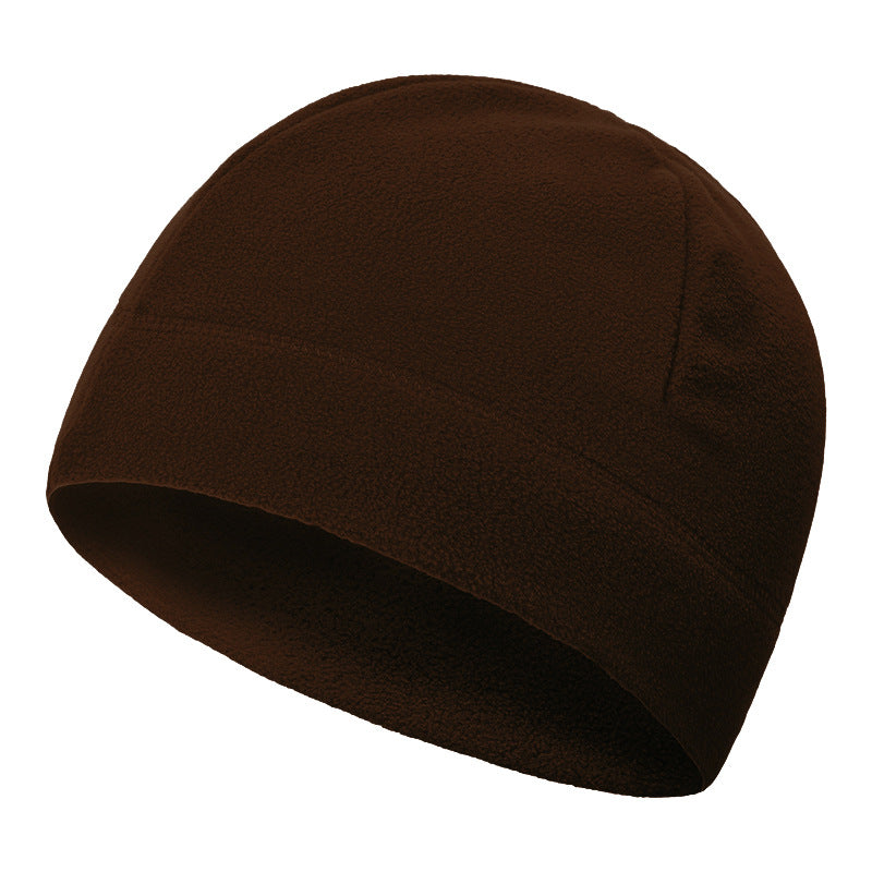 Men's Fleece Tactical Beanie Hat Dark Brown