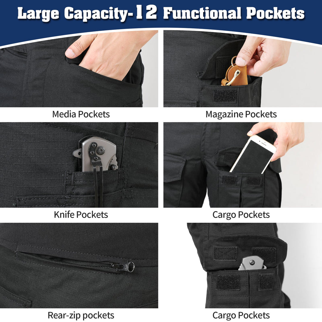  black tactical Pants with 12 functional pockets